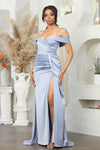 Load image into Gallery viewer, LA Merchandise LA7990 Simple Off-Shoulder Satin Bridesmaids Dress - DUSTY BLUE - Dress LA Merchandise