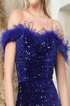 Load image into Gallery viewer, LA Merchandise LA7992 Off-Shoulder Long Sequin Feather Prom Dress - - Dress LA Merchandise