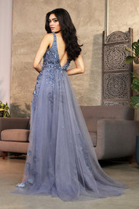 LA Merchandise LA8031 3D Floral Applique Pearl Tulle Gala Gown - - Dress LA Merchandise