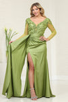 Load image into Gallery viewer, LA Merchandise LA8045 Mother of the Bride Beaded High Slit Gown - OLIVE - Dress LA Merchandise