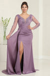 Load image into Gallery viewer, LA Merchandise LA8045 Mother of the Bride Beaded High Slit Gown - VICTORIAN LILAC - Dress LA Merchandise