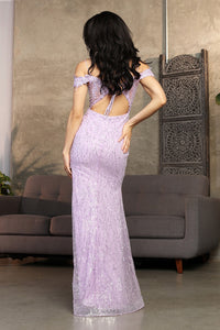 LA Merchandise LA8062 Lace Appliqued Sequin Corset Long Evening Dress - - Dress LA Merchandise