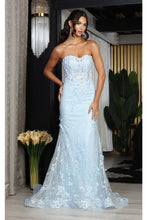 Load image into Gallery viewer, LA Merchandise LA8063 Strapless 3D Floral Applique Red Carpet Gown - BABY BLUE - Dress LA Merchandise