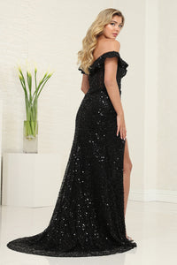 LA Merchandise LA8065 Off-Shoulder Sequin Red-Carpet Gown - - Dress LA Merchandise