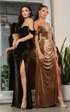 Load image into Gallery viewer, LA Merchandise LA8069 Cowl Neck Velvet Off Shoulder Holidays Gown - - Dress LA Merchandise