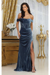Load image into Gallery viewer, LA Merchandise LA8069 Cowl Neck Velvet Off Shoulder Holidays Gown - DUSTY BLUE - Dress LA Merchandise