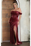Load image into Gallery viewer, LA Merchandise LA8069 Cowl Neck Velvet Off Shoulder Holidays Gown - LIPSTICK - Dress LA Merchandise