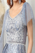 Load image into Gallery viewer, LA Merchandise LA8071 Beaded Dusty Blue Mother of the Bride Dress - - Dress LA Merchandise