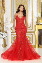 Load image into Gallery viewer, LA Merchandise LA8078 Spaghetti Strap Tulle Beaded Prom Gown - RED - Dress LA Merchandise