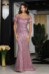 Load image into Gallery viewer, LA Merchandise LA8092 Feather Fully Beaded Illusion Gala Prom Dress - MAUVE - Dress LA Merchandise