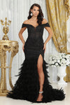 Load image into Gallery viewer, LA Merchandise LA8093 Sweetheart Beaded Feather Accent Gala Gown - BLACK - Dress LA Merchandise