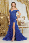 Load image into Gallery viewer, LA Merchandise LA8093 Sweetheart Beaded Feather Accent Gala Gown - ROYAL BLUE - Dress LA Merchandise