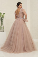 Load image into Gallery viewer, LA Merchandise LA8096 Ruched Cappuccino Feather Gala A-Line Gown - - Dress LA Merchandise