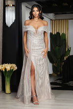 Load image into Gallery viewer, LA Merchandise LA8100 Rhinestone Beaded Prom Off Shoulder Gown - CHAMPAGNE SILVER - Dress LA Merchandise