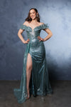 Load image into Gallery viewer, LA Merchandise LA8100 Rhinestone Beaded Prom Off Shoulder Gown - SAGE - Dress LA Merchandise