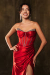 Load image into Gallery viewer, LA Merchandise LA8104 Strapless Satin Corset Bodice Long Prom Dress - - Dress LA Merchandise