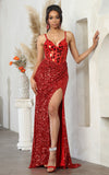 Load image into Gallery viewer, Wholesale Prom Dress V-Neck Sheath High Slit Formal Gown By LA8106