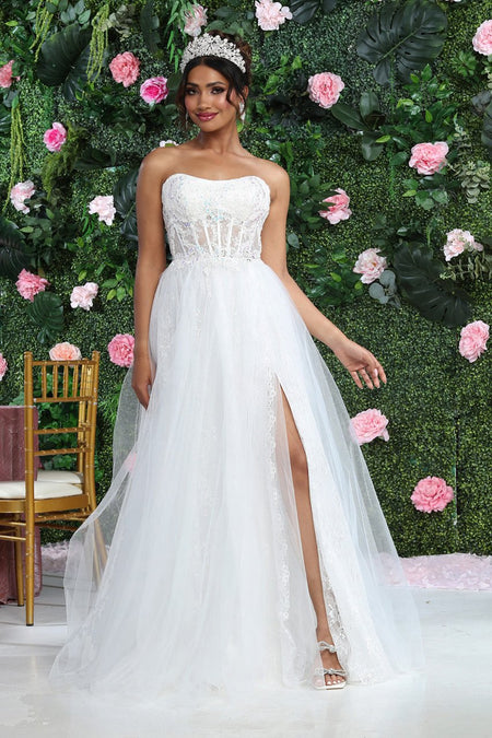 LA Merchandise LA8108B Sweetheart Ivory Corset Bodice Bridal Gown - IVORY - Dress LA Merchandise
