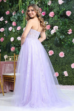 Load image into Gallery viewer, LA Merchandise LA8108 Strapless Sheer Embroidery Lilac Evening Gown - - Dress LA Merchandise