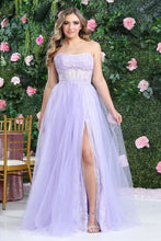 Load image into Gallery viewer, LA Merchandise LA8108 Strapless Sheer Embroidery Lilac Evening Gown - LILAC - Dress LA Merchandise