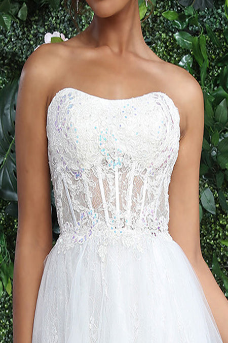 LA Merchandise LA8108B Sweetheart Ivory Corset Bodice Bridal Gown - - Dress LA Merchandise