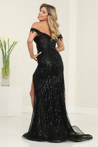 LA Merchandise LA8111 Beaded Off Shoulder Prom Evening Dress - - Dress LA Merchandise