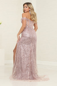 LA Merchandise LA8111 Beaded Off Shoulder Prom Evening Dress - - Dress LA Merchandise