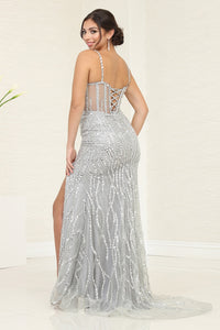 LA Merchandise LA8114 Spaghetti Strap Beaded Corset Bodice Prom Gown - - Dress LA Merchandise