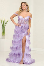 Load image into Gallery viewer, LA Merchandise LA8115 Layered Ruffle Corset Embellished Gala Gown - LILAC - Dress LA Merchandise
