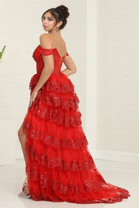 LA Merchandise LA8115 Layered Ruffle Corset Embellished Gala Gown - - Dress LA Merchandise