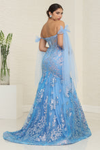 Load image into Gallery viewer, LA Merchandise LA8121 Beaded Bow Style Perrywinkle Evening Gown - - Dress LA Merchandise