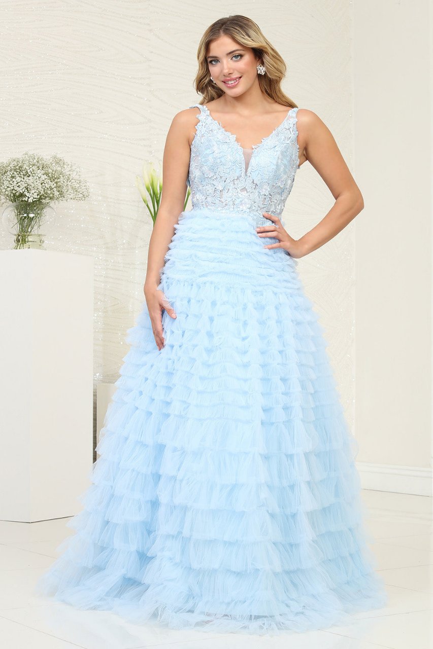 LA Merchandise LA8123 3D Floral Corset Tulle Wholesale Long Gala Dress