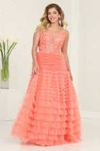 Load image into Gallery viewer, LA Merchandise LA8123 3D Floral Corset Tulle Wholesale Long Gala Dress