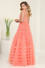 Load image into Gallery viewer, LA Merchandise LA8123 3D Floral Corset Tulle Wholesale Long Gala Dress