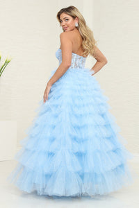 LA Merchandise LA8124 Sheer Tiered Strapless Wholesale Pageant Dress