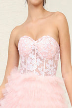 Load image into Gallery viewer, LA Merchandise LA8124 Sheer Tiered Strapless Wholesale Pageant Dress