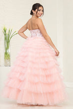 Load image into Gallery viewer, LA Merchandise LA8124 Sheer Tiered Strapless Wholesale Pageant Dress