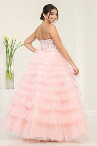 LA Merchandise LA8124 Sheer Tiered Strapless Wholesale Pageant Dress