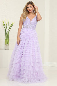 LA Merchandise LA8124 Sheer Tiered Strapless Wholesale Pageant Dress