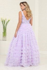 LA Merchandise LA8124 Sheer Tiered Strapless Wholesale Pageant Dress