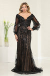 Load image into Gallery viewer, LA Merchandise LA8125 Sequin V-Neck Red Carpet Wholesale Long Gown - BLACK NUDE - Dress LA Merchandise