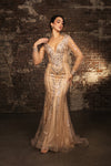 Load image into Gallery viewer, LA Merchandise LA8125 Sequin V-Neck Red Carpet Wholesale Long Gown - CHAMPAGNE GOLD - Dress LA Merchandise