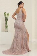 Load image into Gallery viewer, LA Merchandise LA8127 Sheer Sides Sheath High Slit Wholesale Prom Gown