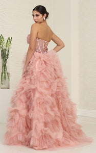 Wholesale Formal Dress Strapless A-Line High Slit Gala Gown By LA8129