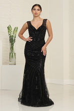 Load image into Gallery viewer, LA Merchandise LA8130 Floral and Linear Beaded Wholesale Prom Dress