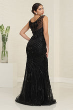 Load image into Gallery viewer, LA Merchandise LA8130 Floral and Linear Beaded Wholesale Prom Dress