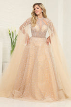 Load image into Gallery viewer, LA Merchandise LA8133 Champagne Beaded Wholesale Evening Dress W/ Cape