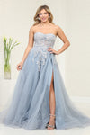 Load image into Gallery viewer, LA Merchandise LA8135 Sexy Strapless Beaded Wholesale Long Prom Dress - Dusty Blue - Dresses LA Merchandise, Inc.