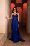 Load image into Gallery viewer, Wholesale Long Prom Dress Sweetheart Mermaid Sequin Gown By LA8138 - ROYAL - Dress LA Merchandise