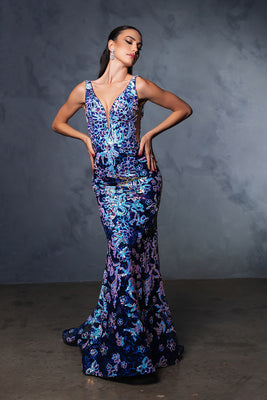 Wholesale Formal Dress Plunging V-Neck Mermaid Gala Gown By LA8140